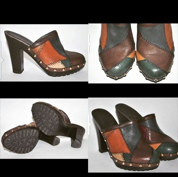 NEW COACH VINTAGE LEATHER PATCHWORK MULES CLOGS SHOES SIZE 7.5 - Picture 3 of 12